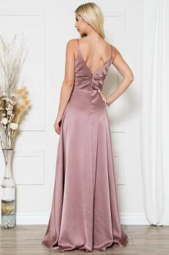 Sleeveless V-Neck Satin Slit Gown By Amelia Couture BZ012 -Dresses Shop 0002659 bz012