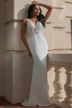 Fitted Applique V-Neck Bridal Gown By Amelia Couture 5030