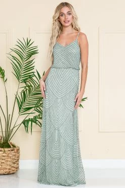 Beaded Sleeveless V-Neck Gown By Amelia Couture IN001 -Dresses Shop 0003493 in001