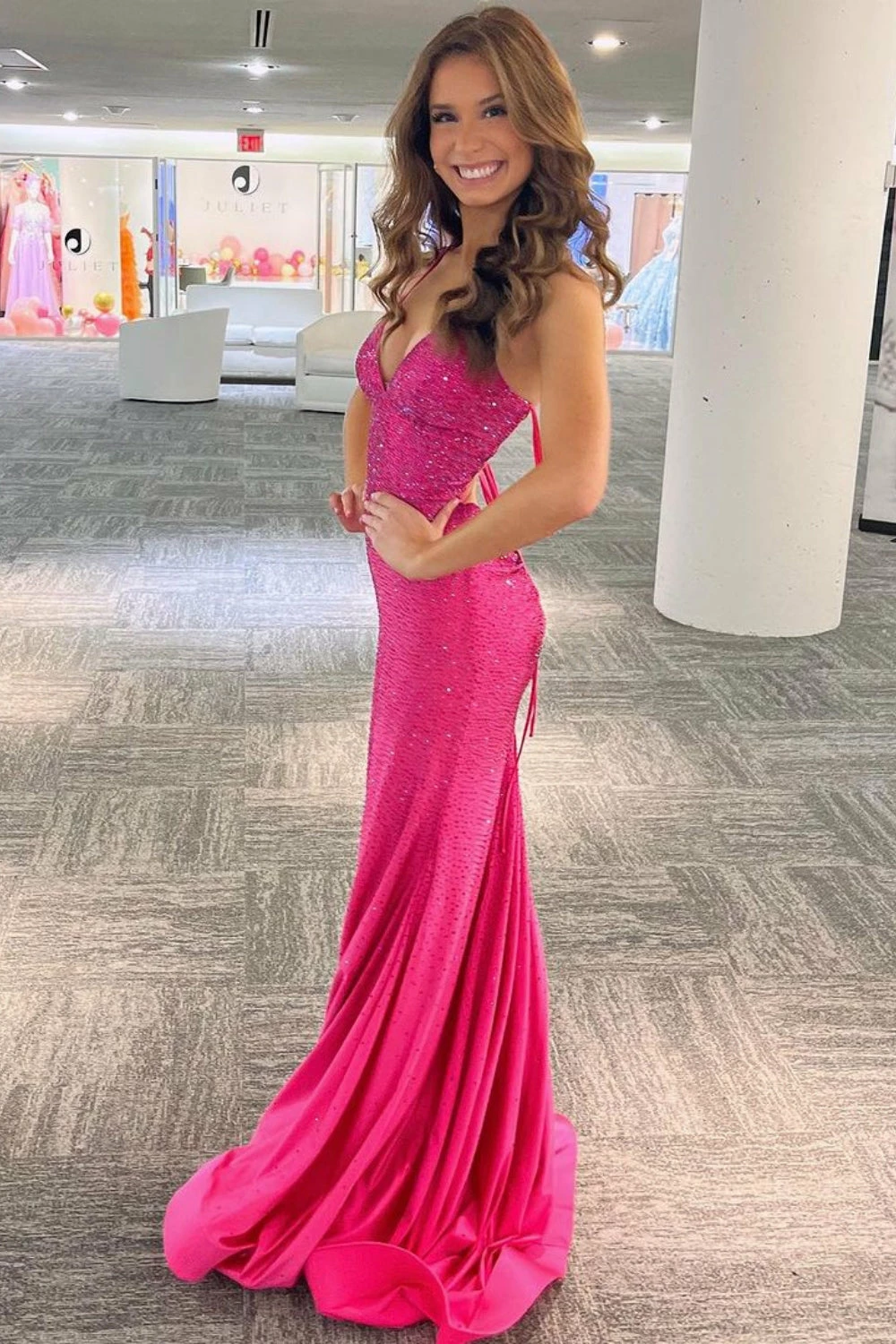 Heat Stone V-Neck Mermaid Gown By Amelia Couture 3018 5 Heat Stone V-Neck Mermaid Gown By Amelia Couture 3018 - Image 3