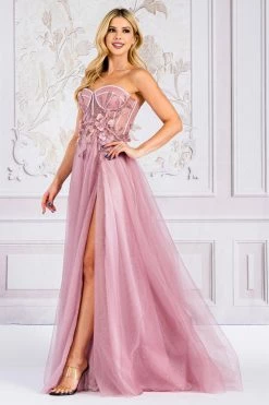 3D Floral Strapless Corset Gown By Amelia Couture TM1015 -Dresses Shop 0005074 tm1015