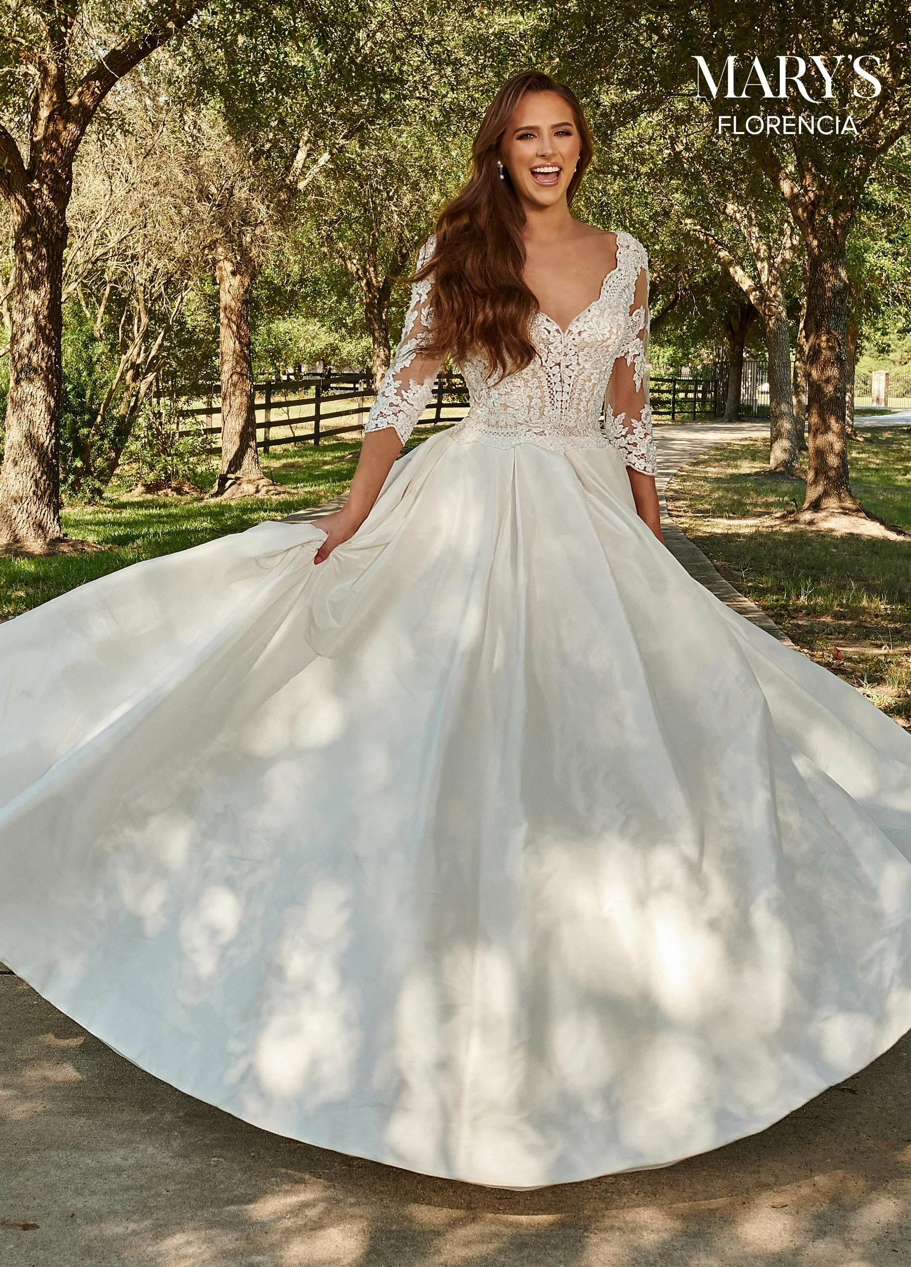 3/4 Length Sleeve Wedding Ballgown By Mary's Bridal MB3088 6 3/4 Length Sleeve Wedding Ballgown By Mary's Bridal MB3088 - Image 4