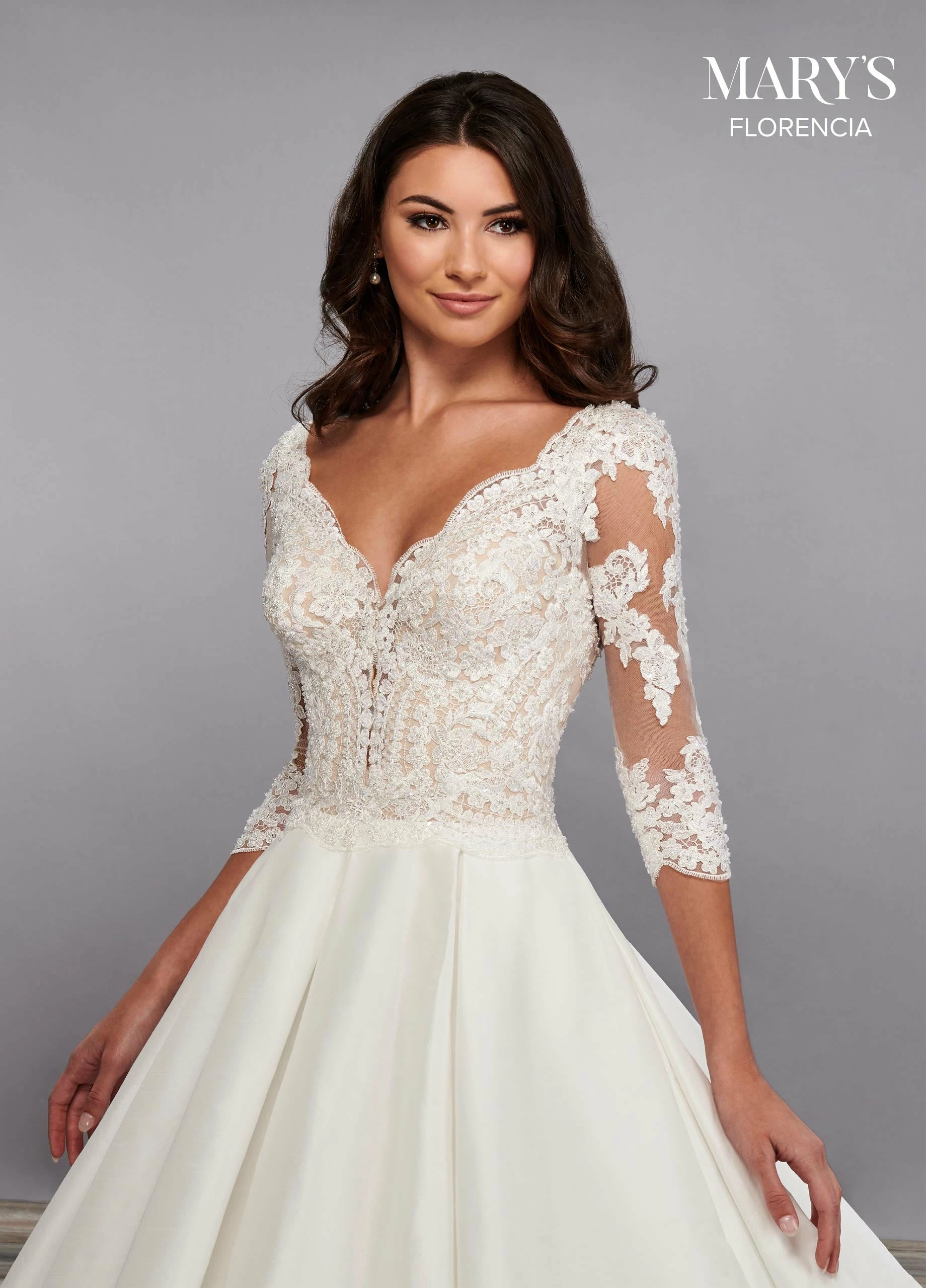 3/4 Length Sleeve Wedding Ballgown By Mary's Bridal MB3088 10 3/4 Length Sleeve Wedding Ballgown By Mary's Bridal MB3088 - Image 8