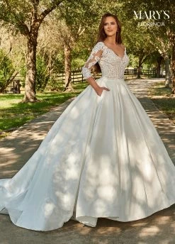3/4 Length Sleeve Wedding Ballgown By Mary's Bridal MB3088 14 3/4 Length Sleeve Wedding Ballgown By Mary's Bridal MB3088 -Dresses Shop 34 length sleeve wedding ballgown by marys bridal mb3088 wedding dresses florencia by marys bridal 610186