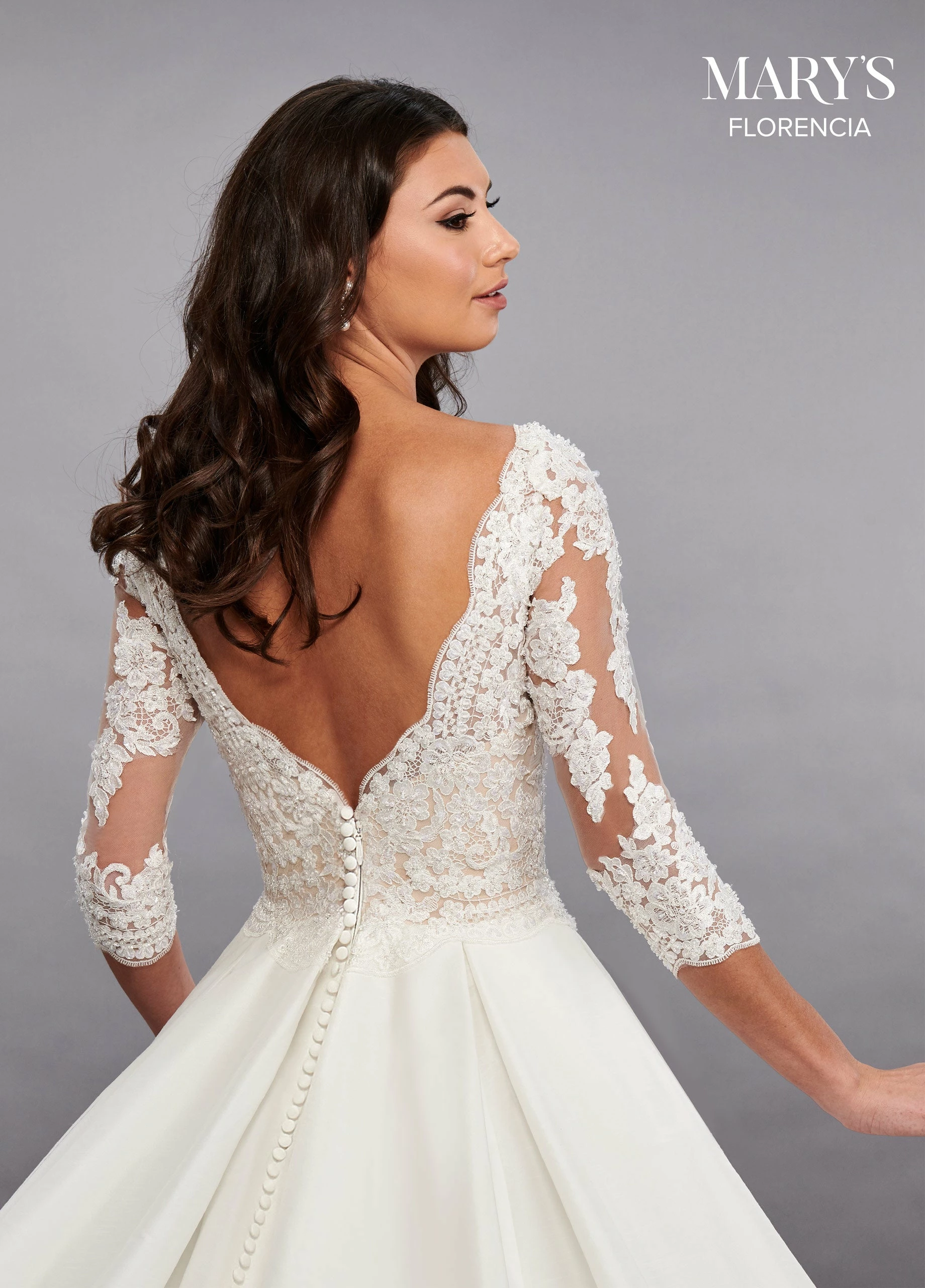 3/4 Length Sleeve Wedding Ballgown By Mary's Bridal MB3088 11 3/4 Length Sleeve Wedding Ballgown By Mary's Bridal MB3088 - Image 9