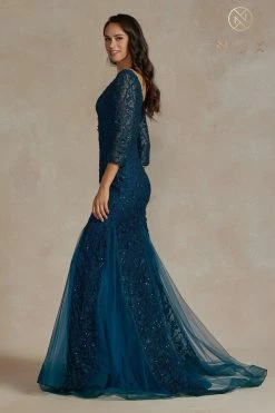 3/4 Sleeve Lace Mermaid Dress By Nox Anabel JQ505 7 3/4 Sleeve Lace Mermaid Dress By Nox Anabel JQ505 -Dresses Shop 34 sleeve lace mermaid dress by nox anabel jq505 long formal dresses nox anabel 689807