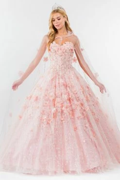 3D Floral Cape Ball Gown By Elizabeth K GL1939 -Dresses Shop 3d floral cape ball gown by elizabeth k gl1939 quinceanera dresses elizabeth k xs blush 549382