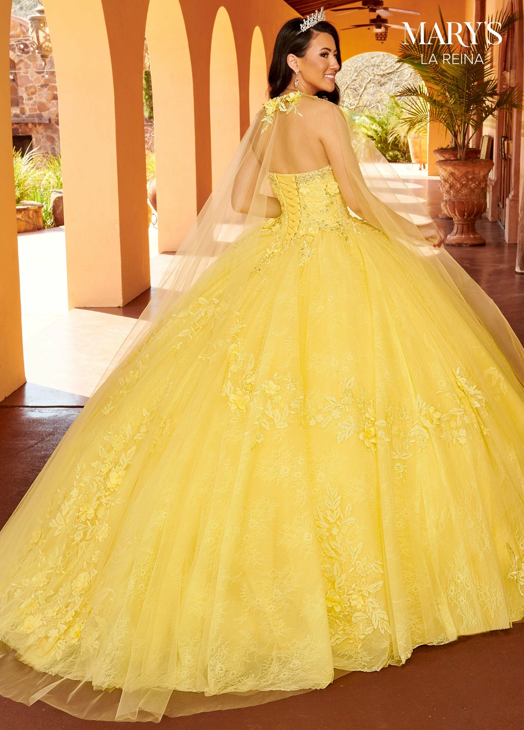 3D Floral Cape Quinceanera Dress By Mary's Bridal MQ2157 4 3D Floral Cape Quinceanera Dress By Mary's Bridal MQ2157 - Image 2