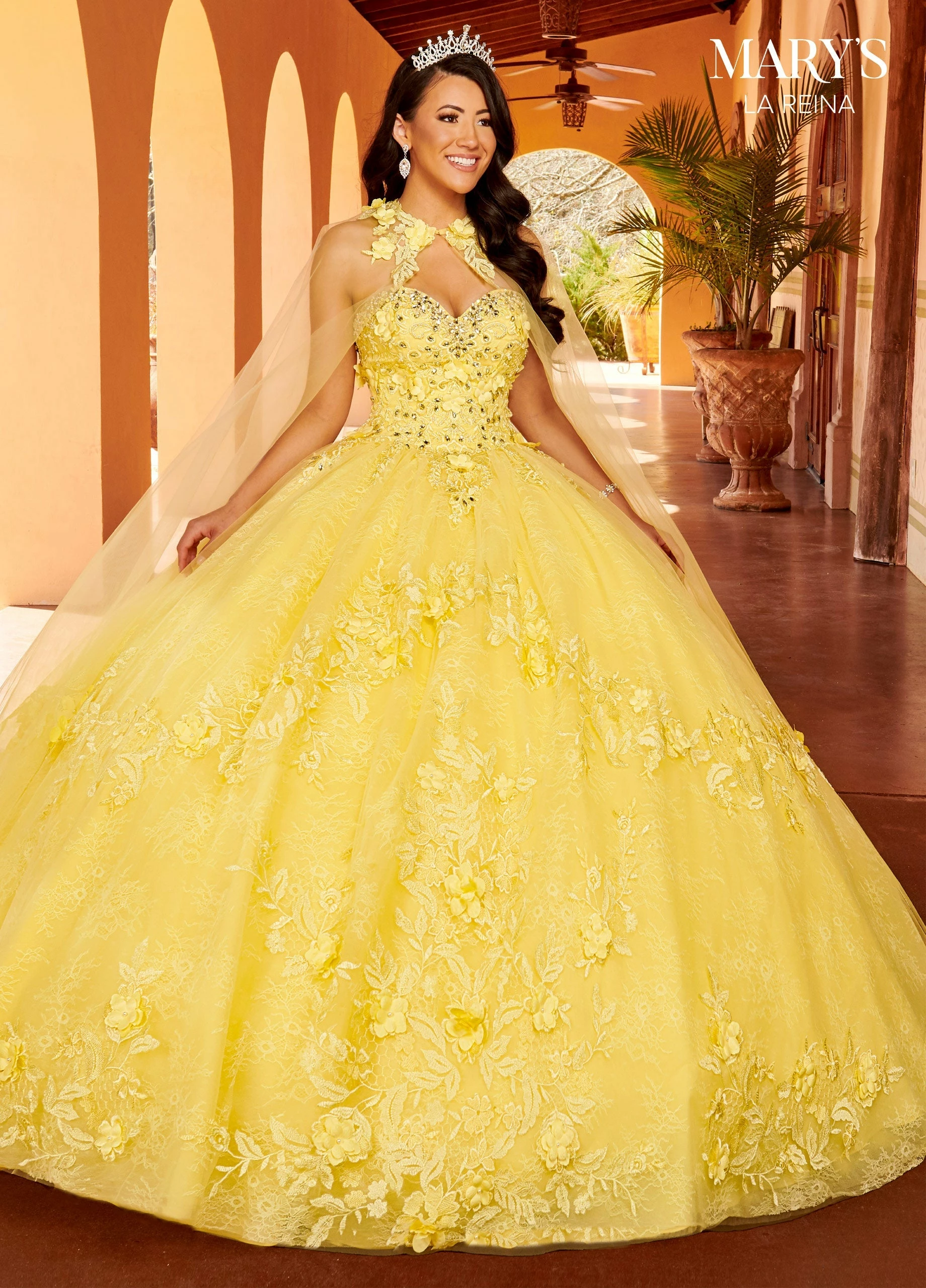 3D Floral Cape Quinceanera Dress By Mary's Bridal MQ2157 5 3D Floral Cape Quinceanera Dress By Mary's Bridal MQ2157 - Image 3