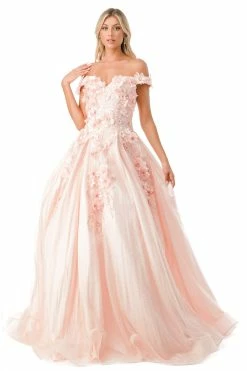 3D Floral Off Shoulder Ball Gown By Coya L2501 -Dresses Shop 3d floral off shoulder ball gown by coya l2501 quinceanera dresses coya collection xxs blush 903817
