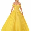3D Floral Off Shoulder Ball Gown By Coya L2501 -Dresses Shop 3d floral off shoulder ball gown by coya l2501 quinceanera dresses coya collection xxs yellow 695084