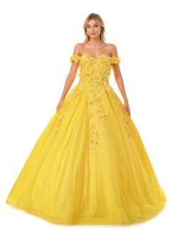 3D Floral Off Shoulder Ball Gown By Coya L2501