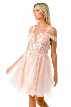 3D Floral Short Cold Shoulder Dress By Coya S2713 -Dresses Shop 3d floral short cold shoulder dress by coya s2713 short cocktail dresses coya collection 741765