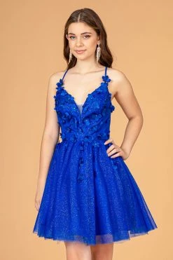 3D Floral Short Glitter Dress By Elizabeth K GS3090 -Dresses Shop 3d floral short glitter dress by elizabeth k gs3090 short cocktail dresses elizabeth k xs royal blue 219287