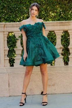 3D Floral Short Off Shoulder Dress By Cinderella Couture 5120J -Dresses Shop 3d floral short off shoulder dress by cinderella couture 5120j short cocktail dresses cinderella couture 491462