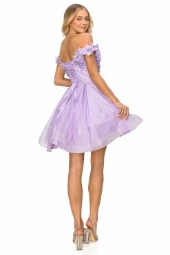 3D Floral Short Off Shoulder Dress By Cinderella Couture 5120J -Dresses Shop 3d floral short off shoulder dress by cinderella couture 5120j short cocktail dresses cinderella couture 834024