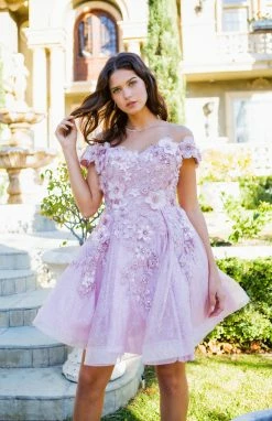 3D Floral Short Off Shoulder Dress By Cinderella Couture 5120J -Dresses Shop 3d floral short off shoulder dress by cinderella couture 5120j short cocktail dresses cinderella couture xs dusty rose 345140