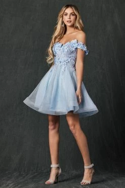 3D Floral Short Off Shoulder Dress By Juliet 861 -Dresses Shop 3d floral short off shoulder dress by juliet 861 short cocktail dresses juliet 344489