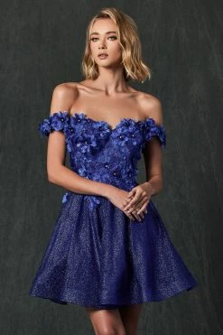 3D Floral Short Off Shoulder Dress By Juliet 861 -Dresses Shop 3d floral short off shoulder dress by juliet 861 short cocktail dresses juliet 985755