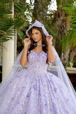 3D Floral Sweetheart Cloak Ball Gown By Petite Adele PQ1004 -Dresses Shop 3d floral sweetheart cloak ball gown by petite adele pq1004 quinceanera dresses bella princess couture by petite adele 103250