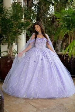 3D Floral Sweetheart Cloak Ball Gown By Petite Adele PQ1004 -Dresses Shop 3d floral sweetheart cloak ball gown by petite adele pq1004 quinceanera dresses bella princess couture by petite adele 400742