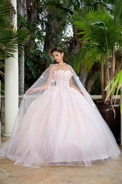 3D Floral Sweetheart Cloak Ball Gown By Petite Adele PQ1004 -Dresses Shop 3d floral sweetheart cloak ball gown by petite adele pq1004 quinceanera dresses bella princess couture by petite adele 953362