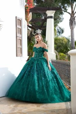 3D Floral Sweetheart Cloak Ball Gown By Petite Adele PQ1004 -Dresses Shop 3d floral sweetheart cloak ball gown by petite adele pq1004 quinceanera dresses bella princess couture by petite adele xs hunter green 189652