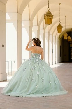Bell Sleeve Strapless Ball Gown By Petite Adele PQ1029 -Dresses Shop BellaPrincessCouture PQ1029Sage 0941 1000x1500 1