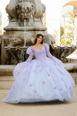 Long Sleeve Strapless Ball Gown By Petite Adele PQ1035