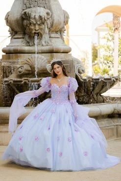 Long Sleeve Strapless Ball Gown By Petite Adele PQ1035 -Dresses Shop BellaPrincessCouture PQ1035BlueLilac 1280 1000x1500 1