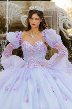 Long Sleeve Strapless Ball Gown By Petite Adele PQ1035 -Dresses Shop BellaPrincessCouture PQ1035BlueLilac 1282 1 1000x1500 1