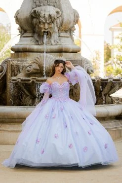 Long Sleeve Strapless Ball Gown By Petite Adele PQ1035 -Dresses Shop BellaPrincessCouture PQ1035BlueLilac 1295 1000x1500 1