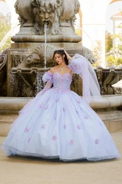 Long Sleeve Strapless Ball Gown By Petite Adele PQ1035 -Dresses Shop BellaPrincessCouture PQ1035BlueLilac 1296 1 1000x1500 1