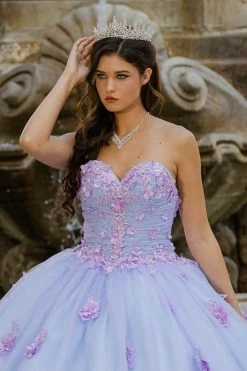 Long Sleeve Strapless Ball Gown By Petite Adele PQ1035 -Dresses Shop BellaPrincessCouture PQ1035BlueLilac 1374 1 1000x1500 1