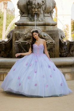 Long Sleeve Strapless Ball Gown By Petite Adele PQ1035 -Dresses Shop BellaPrincessCouture PQ1035BlueLilac 1377 1 1000x1500 1