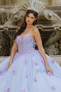 Long Sleeve Strapless Ball Gown By Petite Adele PQ1035 -Dresses Shop BellaPrincessCouture PQ1035BlueLilac 1380 1 1000x1500 1