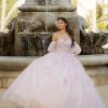 Strapless Puff Sleeve Ball Gown By Petite Adele PQ1037 -Dresses Shop BellaPrincessCouture PQ1037Blush 172 1000x1500 1