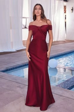 Plus Size Satin Off Shoulder Gown By Ladivine CD325C -Dresses Shop CD325 burgundy c5e96181 04ff 445e b358 517a4ed6ae0c