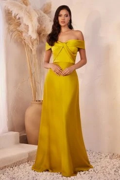 Plus Size Satin Off Shoulder Gown By Ladivine CD325C -Dresses Shop CD325 chartreuse 079d32fe 9ecd 49bd 913e 26c6a5916b78