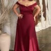 Plus Size Satin Off Shoulder Gown By Ladivine CD325C -Dresses Shop CD325c burgundy a30f0bca 00bd 40be ac1b 175328d8f858