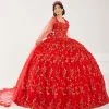 Strapless Cape Quinceanera Dress By Fiesta Gowns 56494 -Dresses Shop FiestaGowns 56494 1 RedMulti