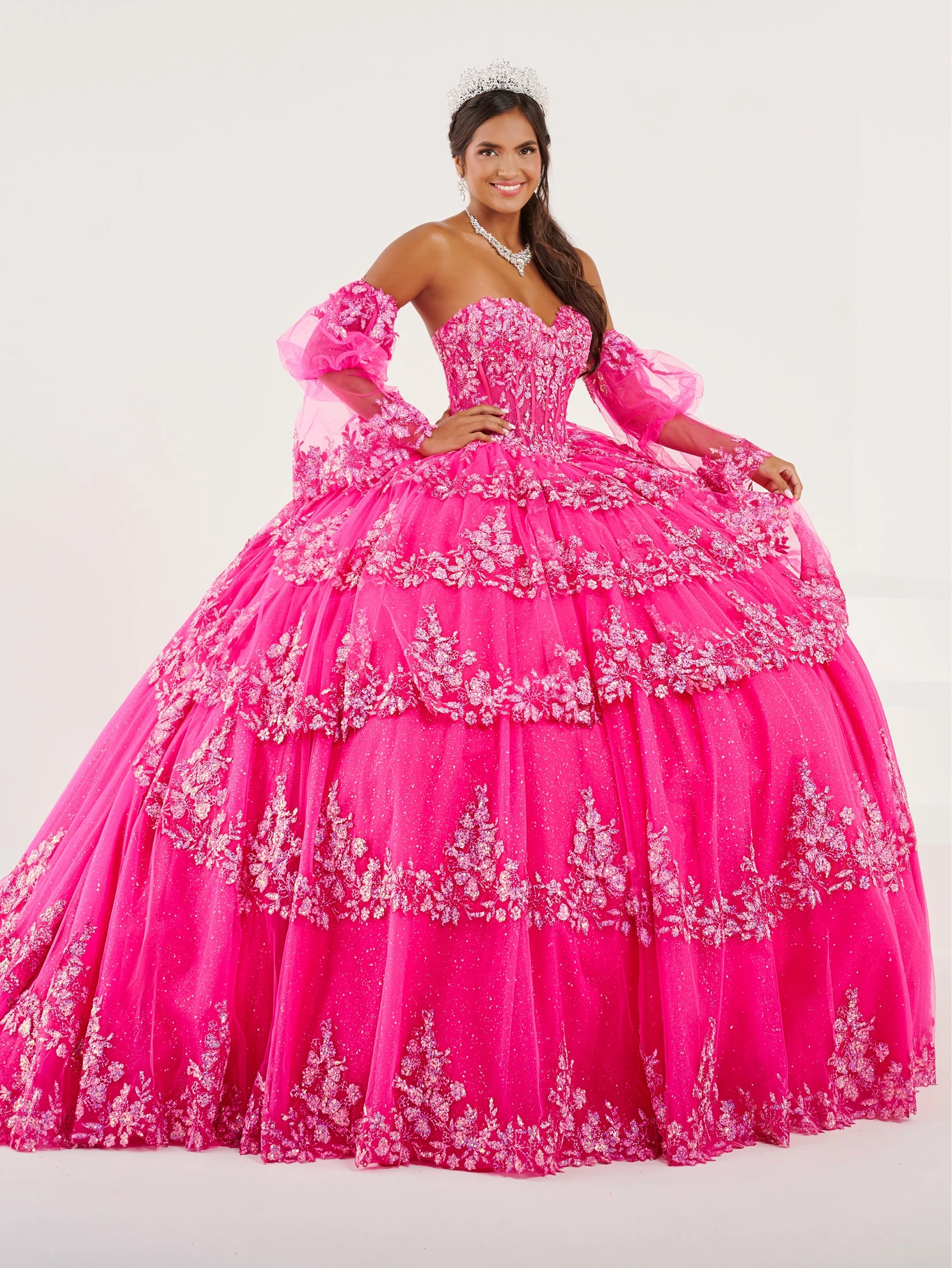Strapless Puff Sleeve Quinceanera Dress By Fiesta Gowns 56497 3 Strapless Puff Sleeve Quinceanera Dress By Fiesta Gowns 56497