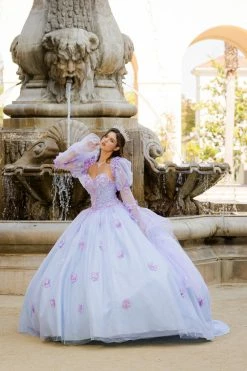 Long Sleeve Strapless Ball Gown By Petite Adele PQ1035 -Dresses Shop PQ1035 Lilac 02 1000x1500 1
