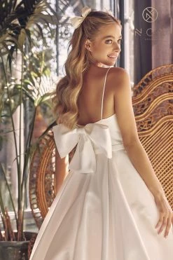 A-line Bridal Gown With Bow Detail By Nox Anabel JE968 -Dresses Shop a line bridal gown with bow detail by nox anabel je968 long formal dresses nox anabel 766590