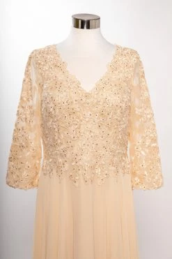 Applique 3/4 Sleeve A-line Gown By Coya M2758Q -Dresses Shop applique 34 sleeve a line gown by coya m2758q long formal dresses coya collection 999888