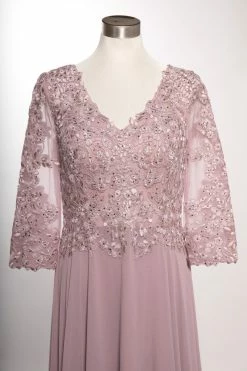 Applique 3/4 Sleeve A-line Gown By Coya M2758Q -Dresses Shop applique 34 sleeve a line gown by coya m2758q long formal dresses coya collection m mauve 883949