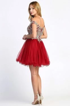 Applique Short Ruffled Off Shoulder Dress By Adora 1024 -Dresses Shop applique short ruffled off shoulder dress by adora 1024 short cocktail dresses adora design 293514