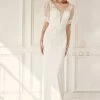 Applique Short Sleeve Wedding Gown By Nox Anabel JE927