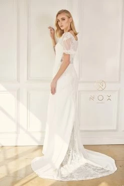 Applique Short Sleeve Wedding Gown By Nox Anabel JE927 9 Applique Short Sleeve Wedding Gown By Nox Anabel JE927 -Dresses Shop applique short sleeve wedding gown by nox anabel je927 long formal dresses nox anabel 563629