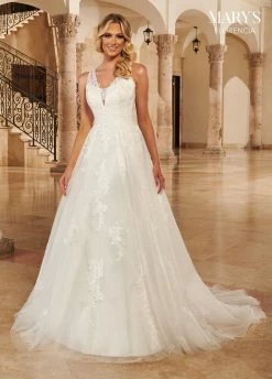 Applique Sleeveless Bridal Gown By Mary's Bridal MB3135